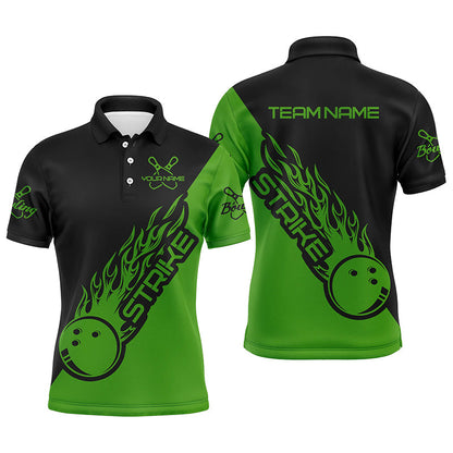 Bowling Customized Jersey Black Green Shirt Strike Ball Bowling Tenpin Quarter Zip Shirt For Bowlers, Bowling Team