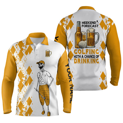 Men Golf Polo Shirt - Golf Beer, Weekend Forecast Golfing With A Chance Of Drinking Golf Men Polo Shirt - Perfect Polo Shirt For Men, Golfers
