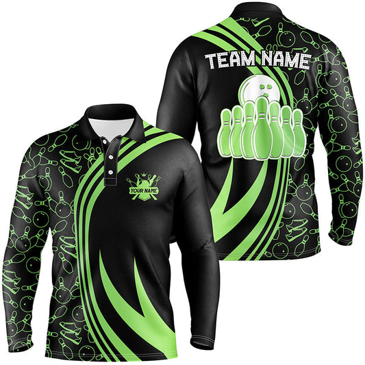 Customized Bowling Team Long Sleeve Polo Shirt Neon Multicolor Bowling Uniforms With Name And Team Name For Bowlers