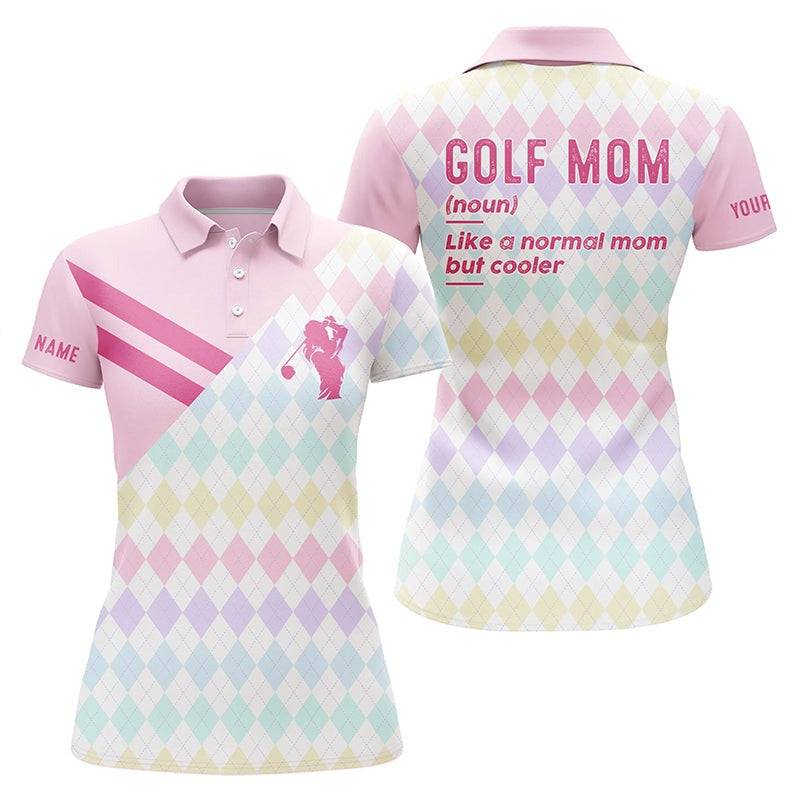 Customized Name Golf Women Polo Shirts, Pink Argyle Golf Personalized Golf Mom Like A Normal Mom But Cooler - Perfect Gift For Golfers, Golf Lovers