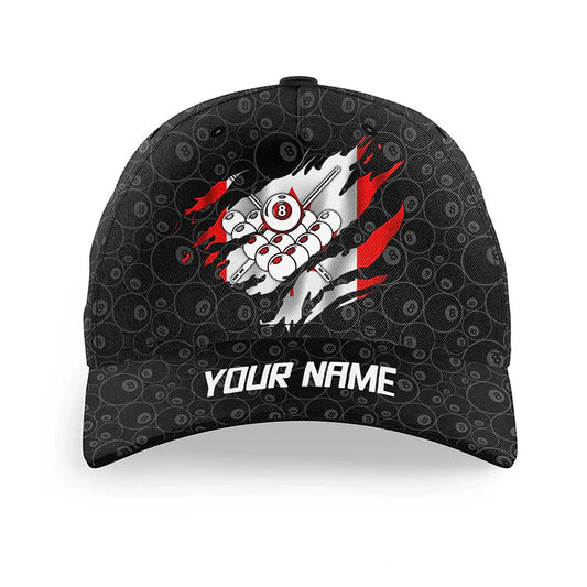 Customized Billiard Cap, Billiard Pool Canadian Flag 8 Ball Pool Personalized Name 3D Hats, Best Billiard Pool Hat For Billiard Players