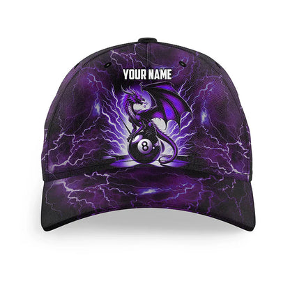 Customized Billiard Cap, Billiard Pool Lightning Thunder Dragon 8 Ball Personalized Name 3D Hats, Best Billiard Pool Hat For Billiard Players