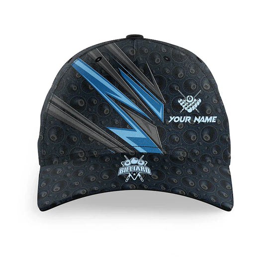 Customized Billiard Cap, Billiard Pool Blue Pattern Pool Personalized Name 3D Hats, Best Billiard Pool Hat For Billiard Players