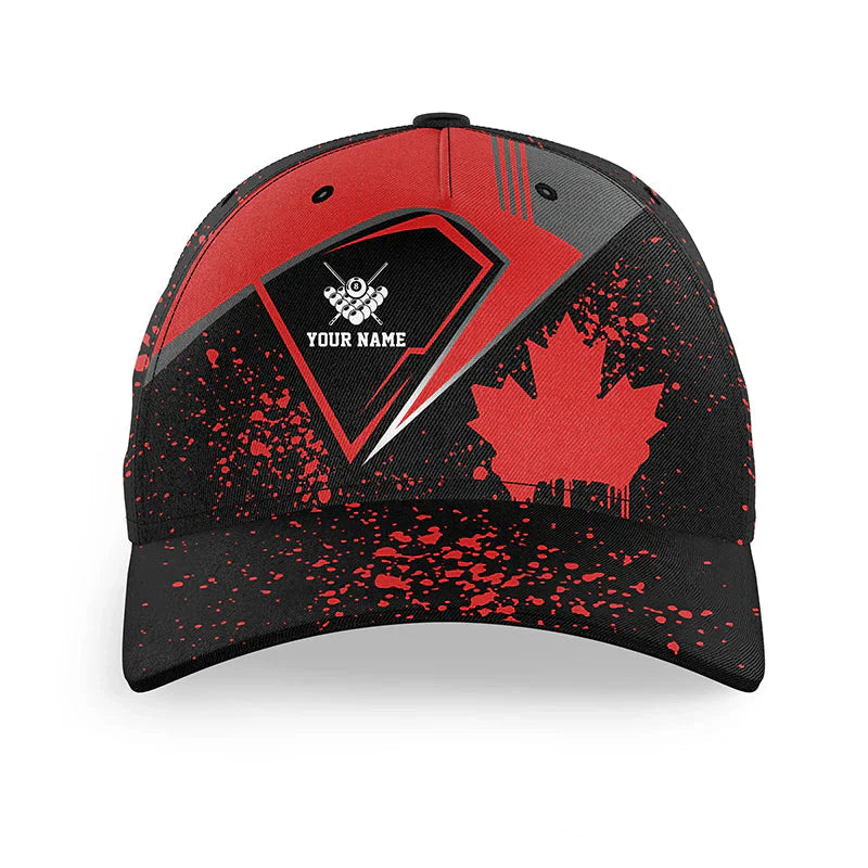 Customized Billiard Cap, Billiard Pool Canadian Leaf Vintage Style Personalized Name 3D Hats, Best Billiard Pool Hat For Billiard Players