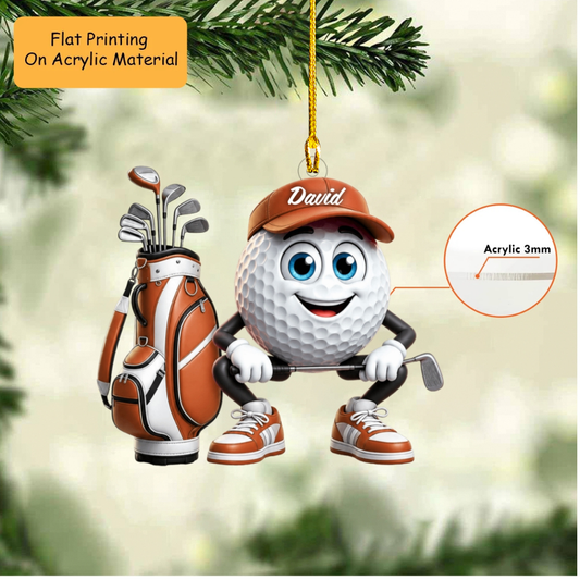 Personalized Christmas Golf Ornament, Golf Ball Player Christmas, Custom Ornament Christmas Gift, Keychain Golf Christmas, Car Ornament Golf Christmas