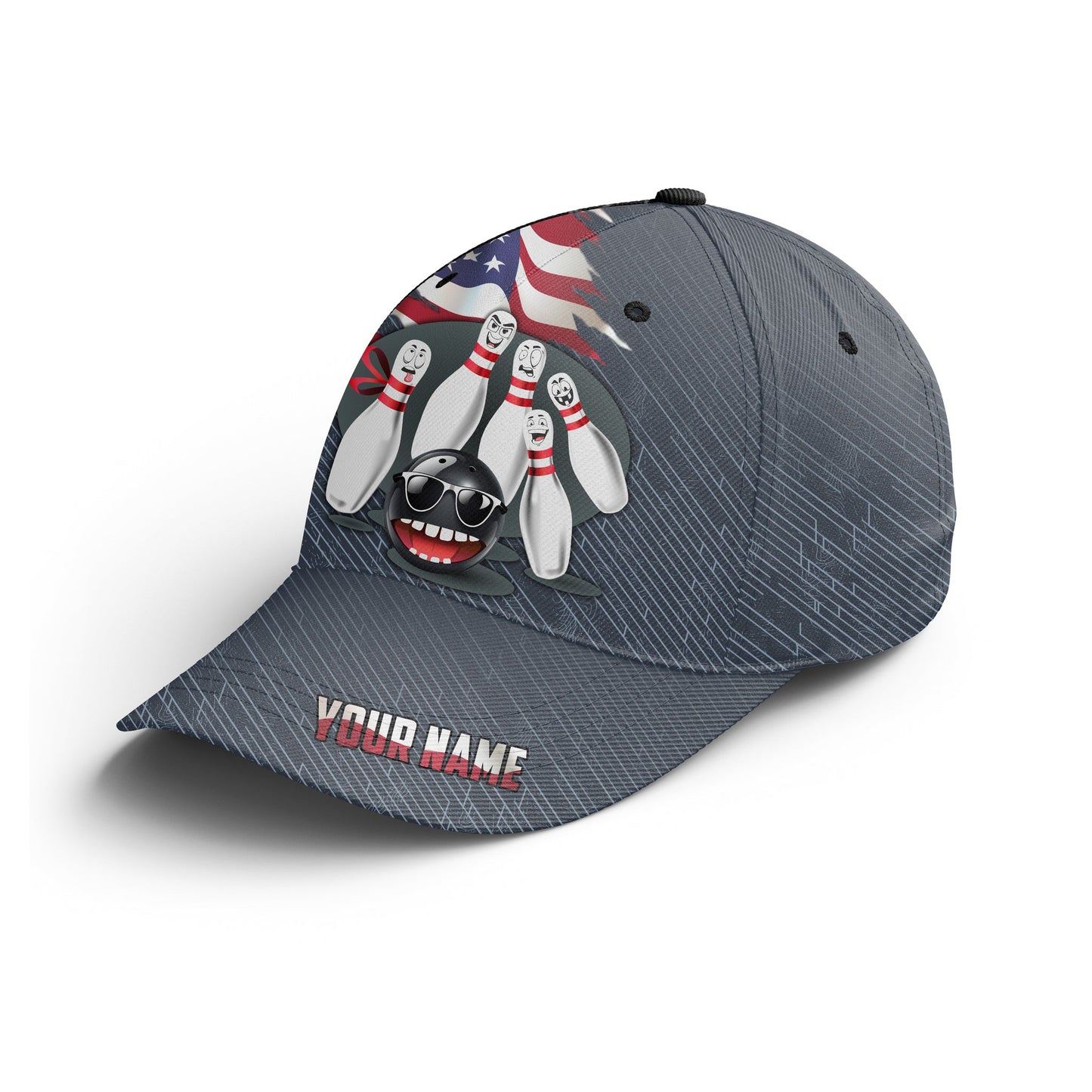 Customized Bowling Classic Cap, Pins & Ball Funny Bowling Hat For Men Women, Bowlers, Team League, Bowling Lover