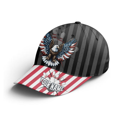 Customized Bowling Classic Cap, Eagle American Flag Bowling Hat For Men Women, Bowling Lovers, Bowlers, Team League