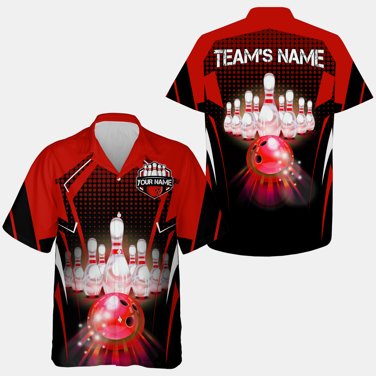 Bowling Customized Jersey Red Shirt, Esport Pattern Roll Bowling Tenpin Quarter Zip Shirt For Bowlers, Bowling Team