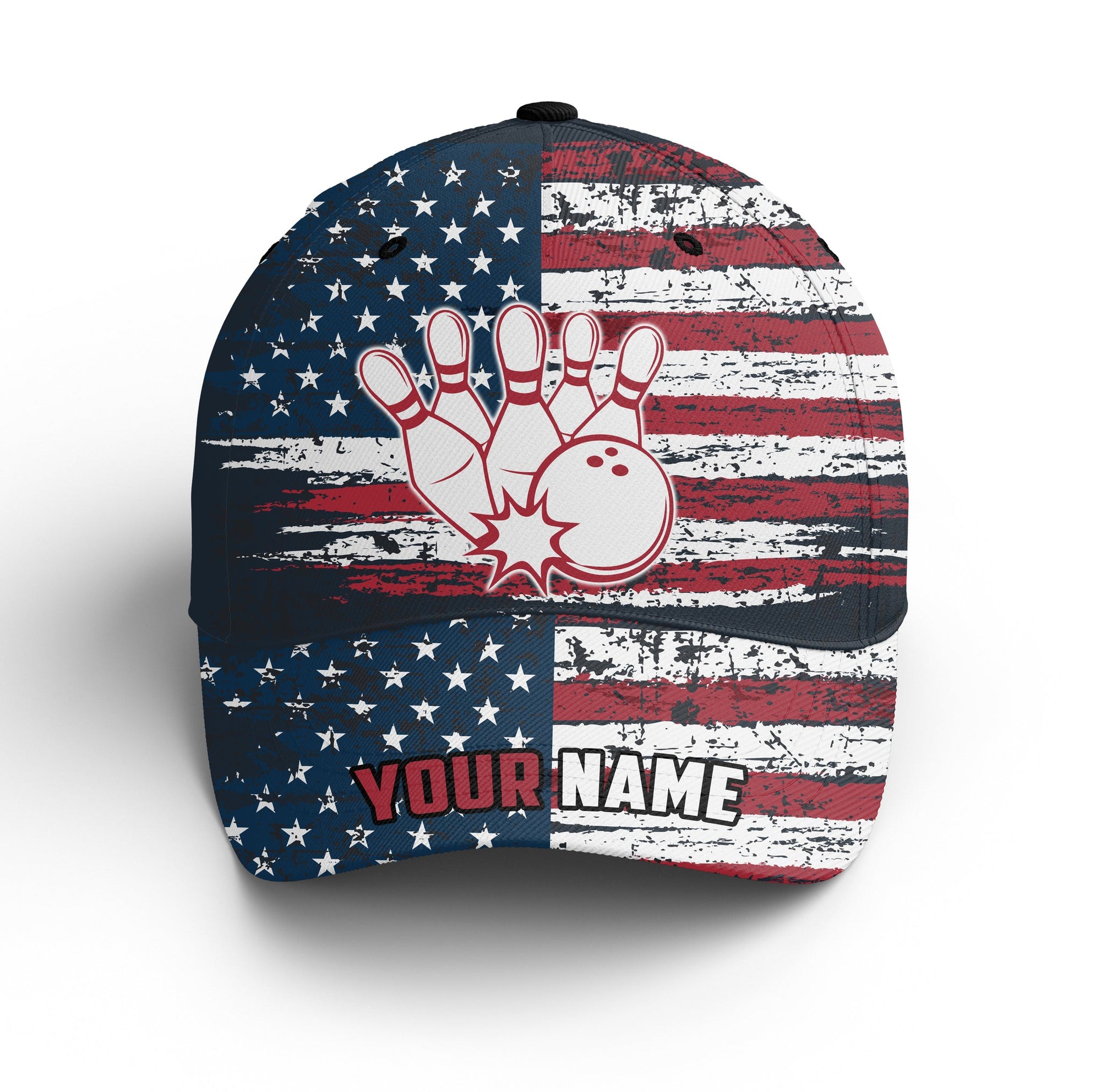 Customized Bowling Classic Cap, Patriotic American Flag Bowling Hat For Men Women, Bowling Lovers, Bowlers, Team League