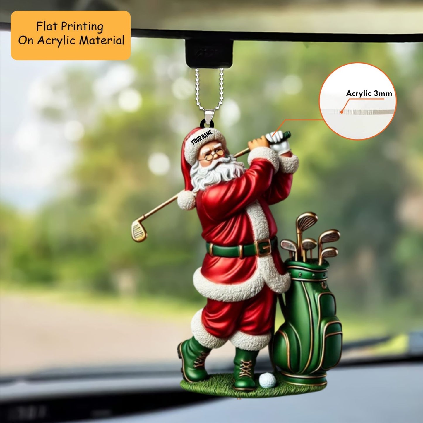Personalized Golf Christmas  Acrylic Ornament, Golf Christmas Keychain, Car Ornament, Christmas Ornament Gifts