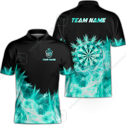 Customized Darts Stand Collar Quarter-Zip Shirt, Darts Icy Light Black And Multi Color Team Jersey For Darts Player