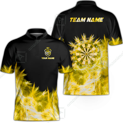 Customized Darts Stand Collar Quarter-Zip Shirt, Darts Icy Light Black And Multi Color Team Jersey For Darts Player