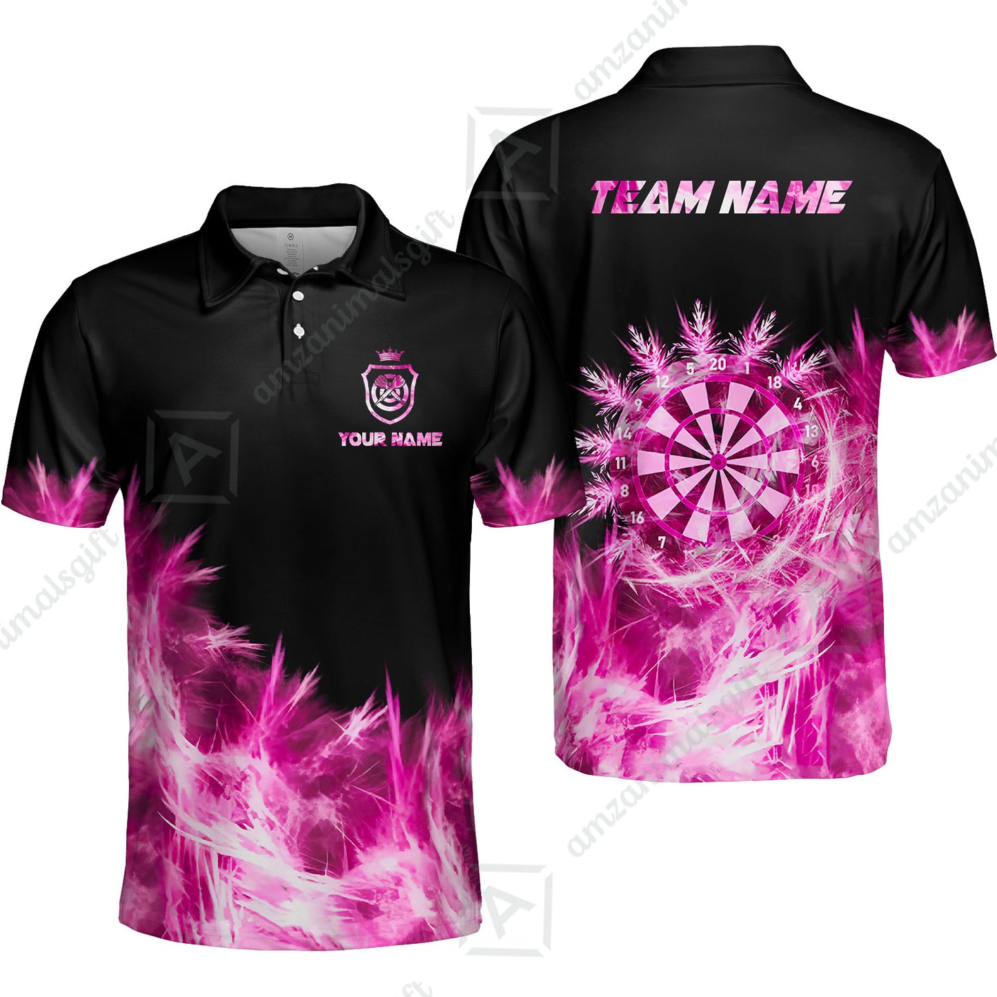 Customized Darts Polo Shirt, Darts Icy Light Black And Multi Color Team Polo Jersey For Darts Player