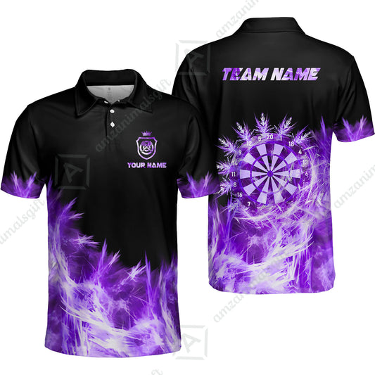Customized Darts Polo Shirt, Darts Icy Light Black And Multi Color Team Polo Jersey For Darts Player
