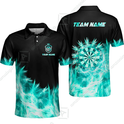 Customized Darts Polo Shirt, Darts Icy Light Black And Multi Color Team Polo Jersey For Darts Player