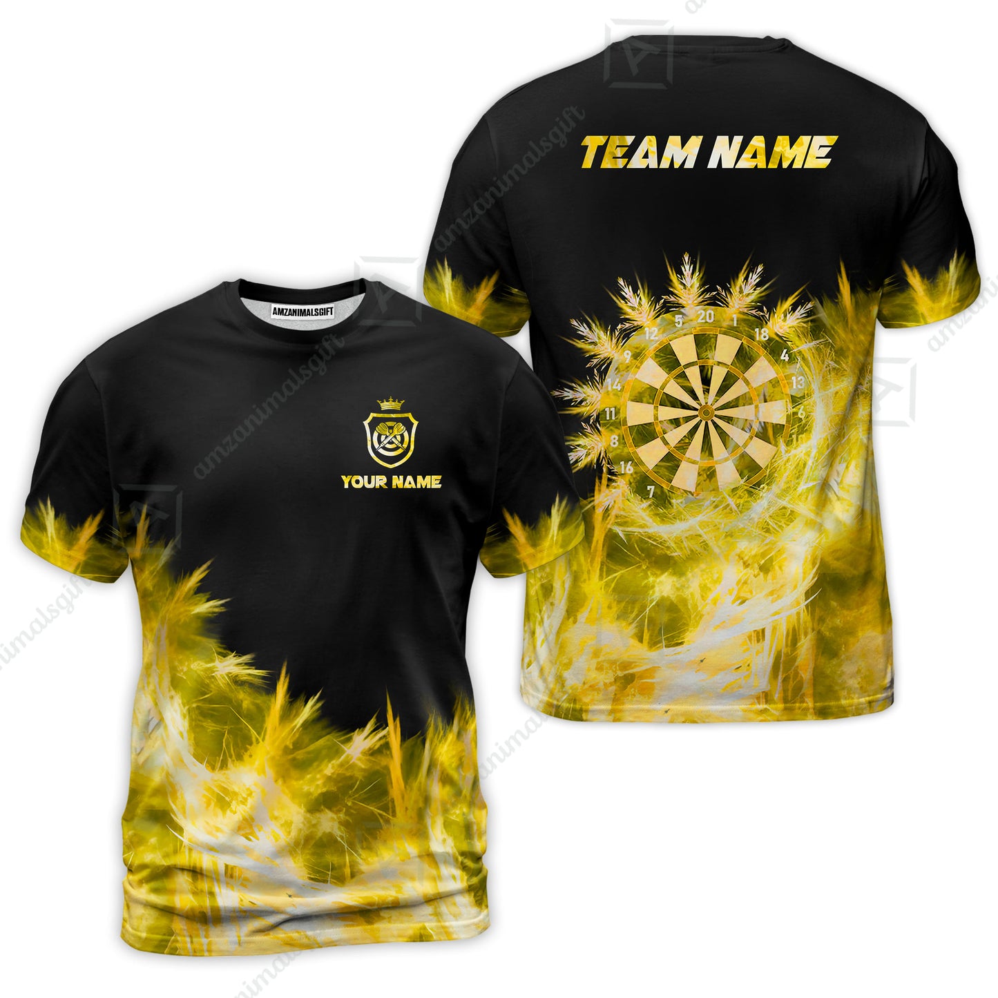 Customized Darts T-Shirt, Darts Icy Light Black And Multi Color Team T-Shirt Jersey For Darts Player