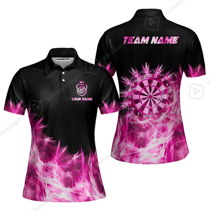 Customized Darts Women Polo Shirts, Darts Icy Light Black And Multi Color Team Women Polo Shirts Jersey For Darts Player