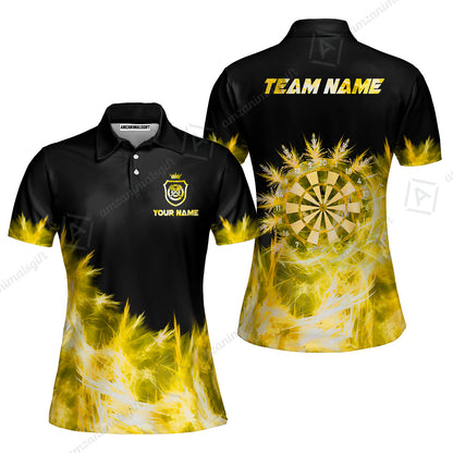 Customized Darts Women Polo Shirts, Darts Icy Light Black And Multi Color Team Women Polo Shirts Jersey For Darts Player