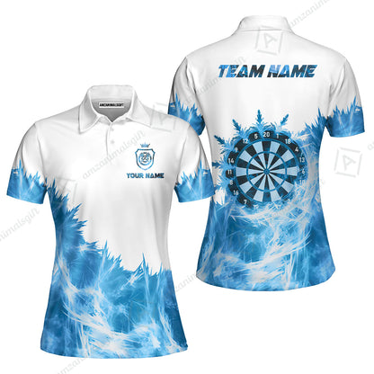 Customized Darts Women Polo Shirt, Darts Icy Light White And Multi Color Team Women Polo Shirts Jersey For Darts Player