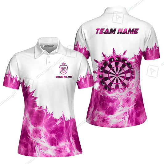 Customized Darts Women Polo Shirt, Darts Icy Light White And Multi Color Team Women Polo Shirts Jersey For Darts Player
