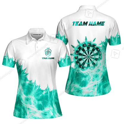 Customized Darts Women Polo Shirt, Darts Icy Light White And Multi Color Team Women Polo Shirts Jersey For Darts Player