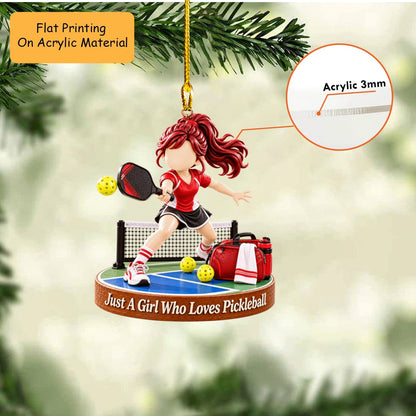Personalized Pickleball Christmas Ornament, Just A Girl Who Loves Pickleball Court Setup, Custom Ornament Christmas Gift, Keychain Pickleball, Car Ornament Pickleball
