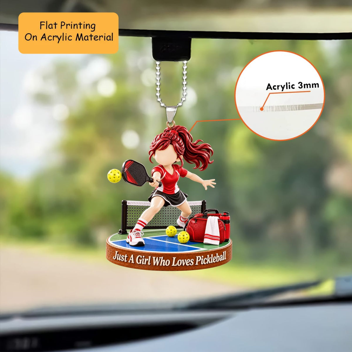 Personalized Pickleball Christmas Ornament, Just A Girl Who Loves Pickleball Court Setup, Custom Ornament Christmas Gift, Keychain Pickleball, Car Ornament Pickleball