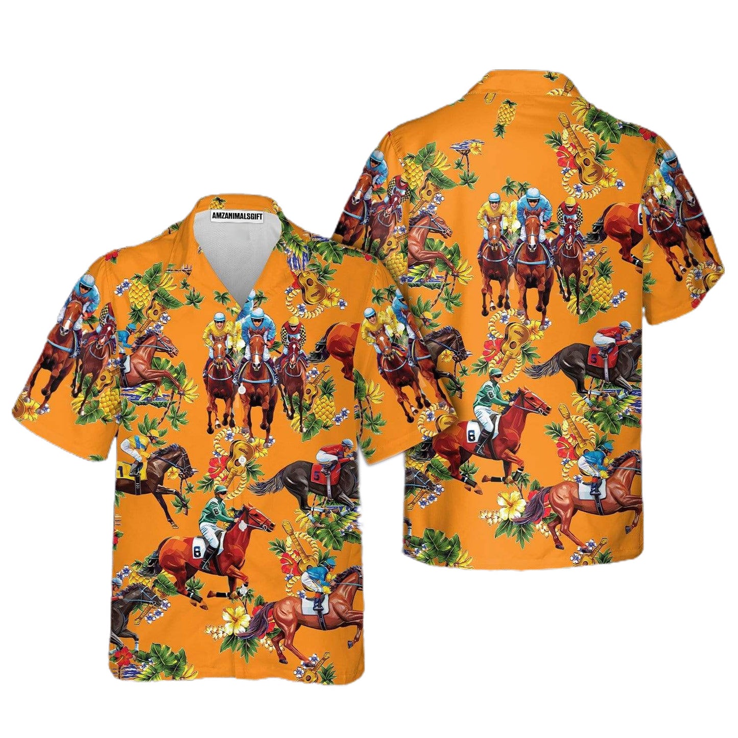 Horse Racing Hawaiian Shirt - Interesting Horse Racing Pineapple, Kentucky Derby Horse Hawaiian Shirt - Perfect Gift For Men, Horse Lovers, Horse Racing Lover