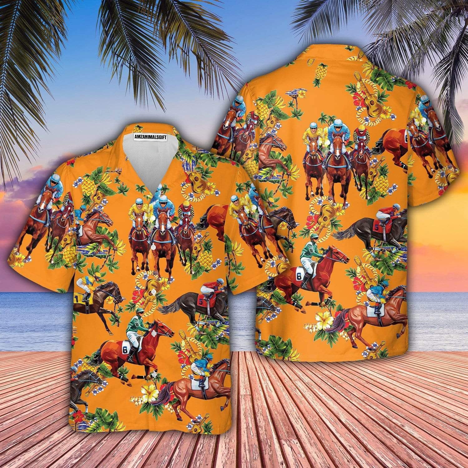 Horse Racing Hawaiian Shirt - Interesting Horse Racing Pineapple, Kentucky Derby Horse Hawaiian Shirt - Perfect Gift For Men, Horse Lovers, Horse Racing Lover