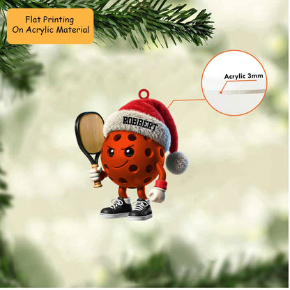 Personalized Pickleball Christmas Ornament, Smirking Ball Mascot, Custom Ornament Christmas Gift, Keychain Pickleball, Car Ornament Pickleball