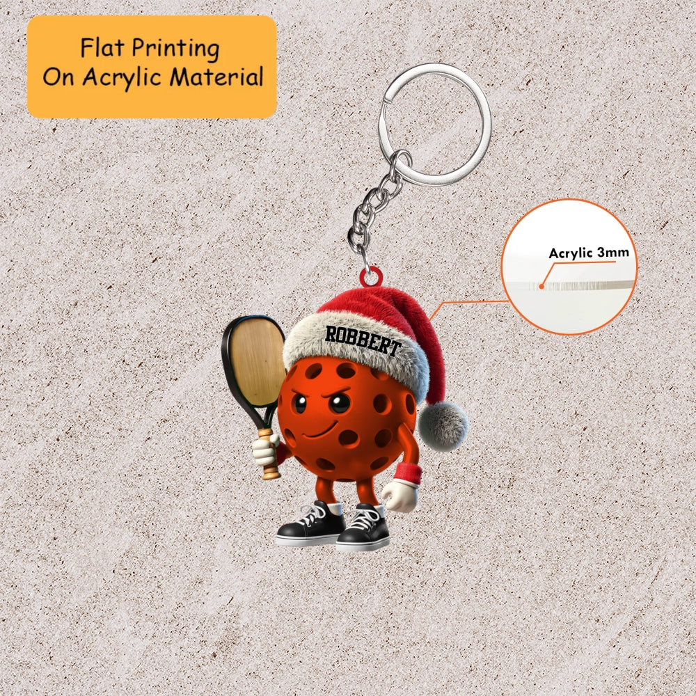 Personalized Pickleball Christmas Ornament, Smirking Ball Mascot, Custom Ornament Christmas Gift, Keychain Pickleball, Car Ornament Pickleball
