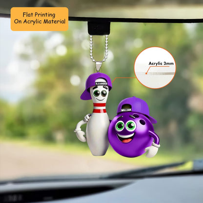 Personalized Christmas Bowling Ornament, Pin And Ball Put An Arm Around Each Other's Shoulders, Custom Ornament Christmas Gift, Keychain Bowling Christmas, Car Ornament Bowling Christmas
