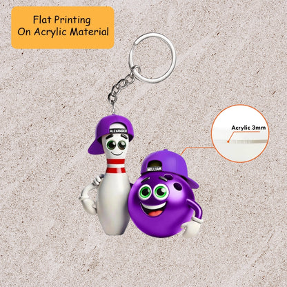 Personalized Christmas Bowling Ornament, Pin And Ball Put An Arm Around Each Other's Shoulders, Custom Ornament Christmas Gift, Keychain Bowling Christmas, Car Ornament Bowling Christmas