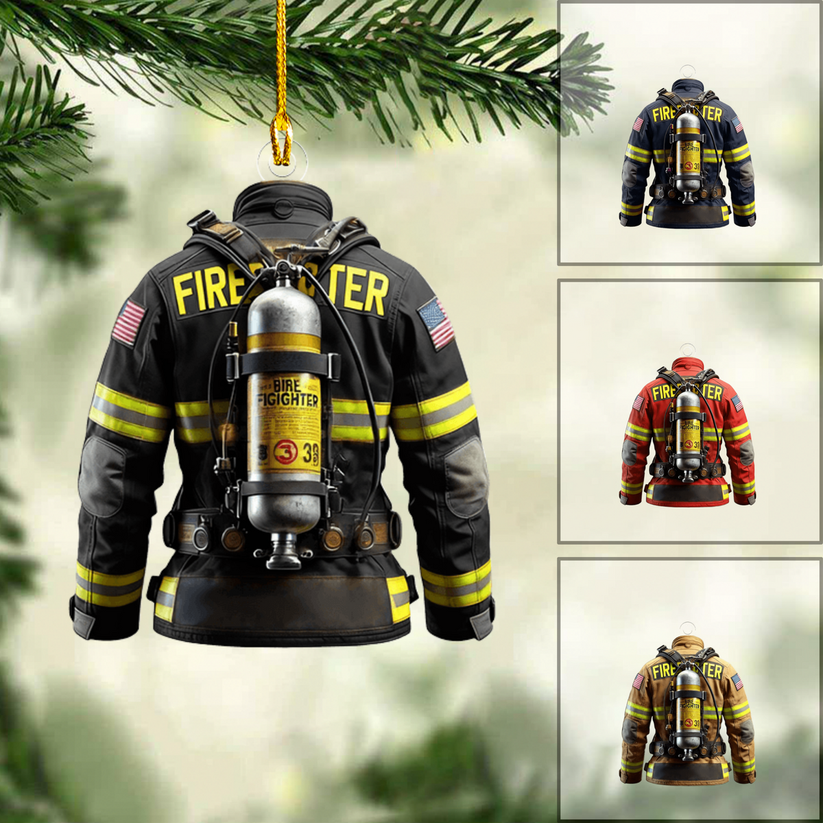 Personalized Firefighter Christmas Ornament, Firefighter Shirt, Custom Ornament Christmas Gift, Keychain Firefighter, Car Ornament Firefighter
