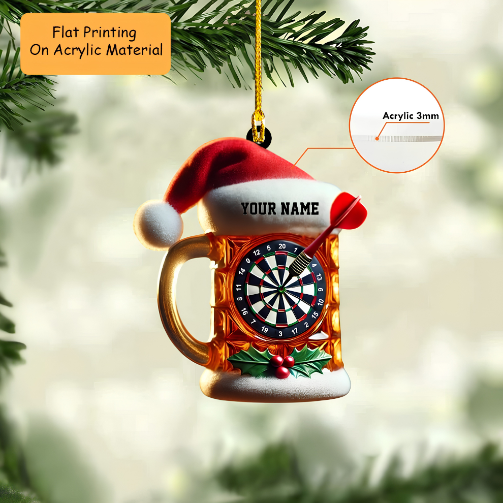 Personalized Dart Board Holding Pins Acrylic Ornament, Dart Board Keychain, Car Ornament, Christmas Ornament Gifts