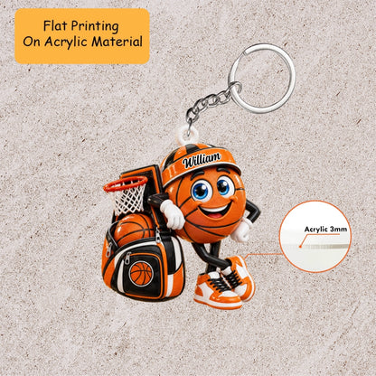 Personalized Basketball Christmas Ornament, Basketball Mascot Cute, Custom Ornament Christmas Gift, Keychain Basketball, Car Ornament Basketball