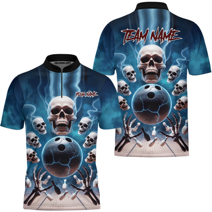 Custom Dark Fantasy Skeleton Bowling Team Jersey, Bowling Uniforms, Personalize Name And Team Name