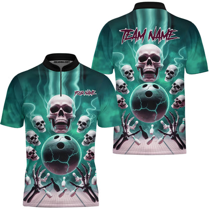Custom Dark Fantasy Skeleton Bowling Team Jersey, Bowling Uniforms, Personalize Name And Team Name
