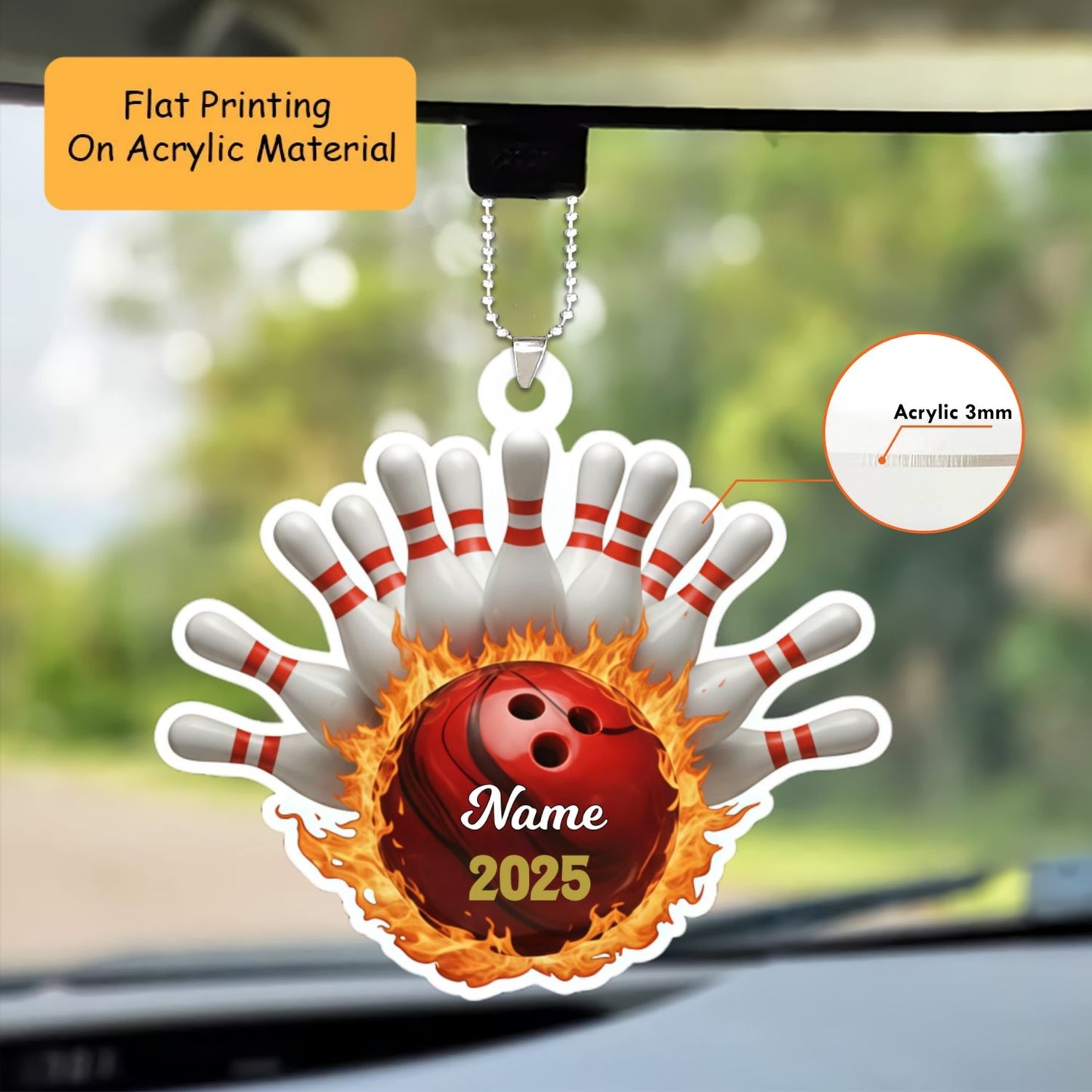 Personalized Bowling Players Ornament, Bowling KeyChains, Car Ornaments