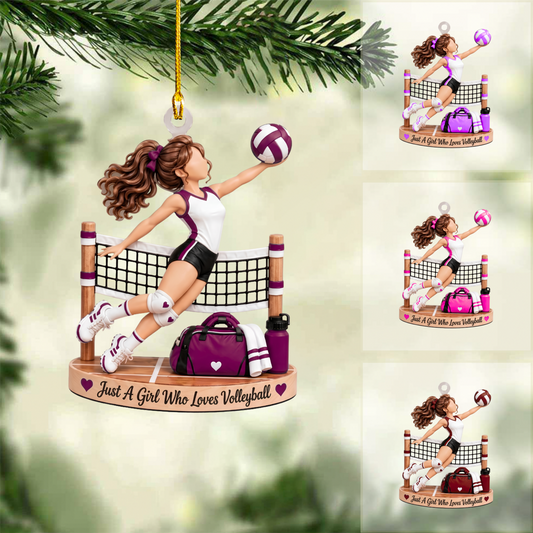 Personalized Volleyball Christmas Ornament, Volleyball Girl Playing And Things, Custom Ornament Christmas Gift, Keychain Volleyball, Car Ornament Volleyball