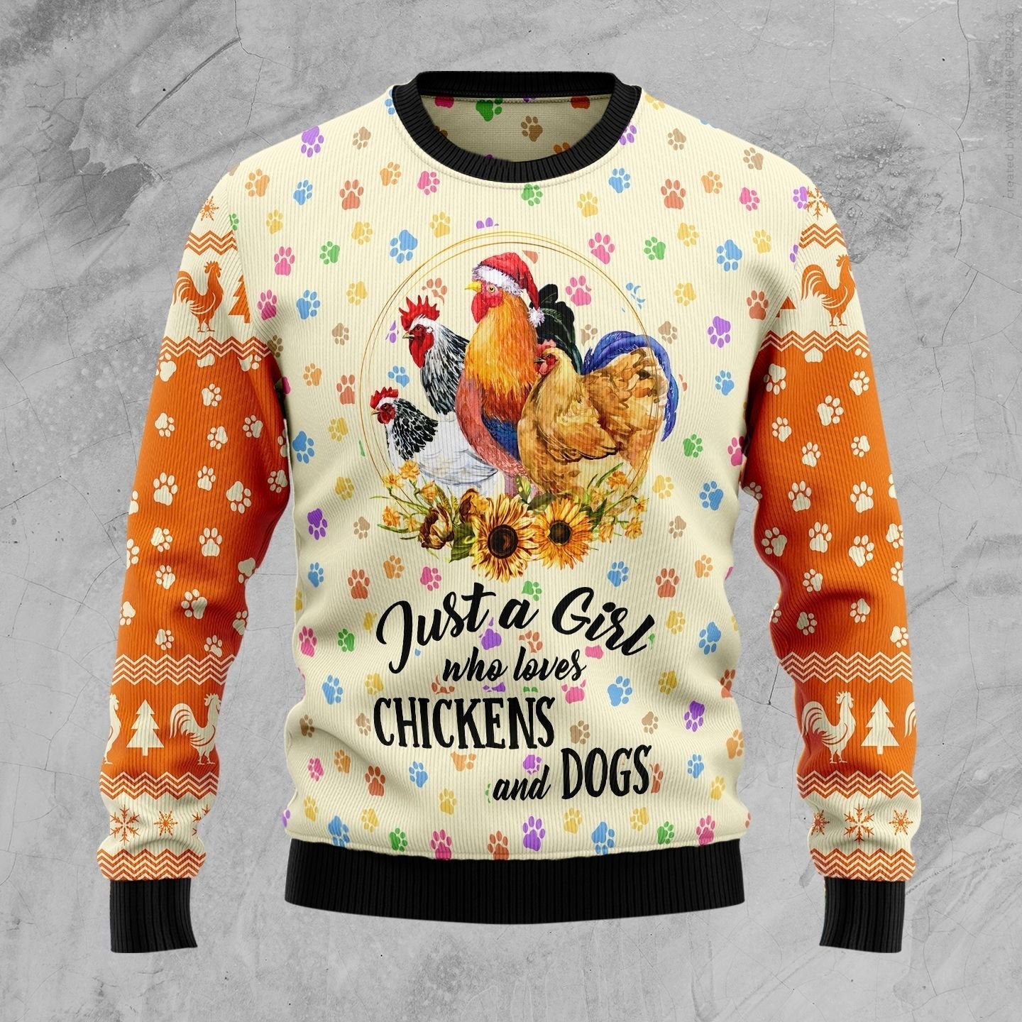 Chickens And Dogs Ugly Christmas Sweater Just A Girl Who Loves, Perfect Outfit For Christmas, Winter, New Year Of Chickens And Dogs Lovers