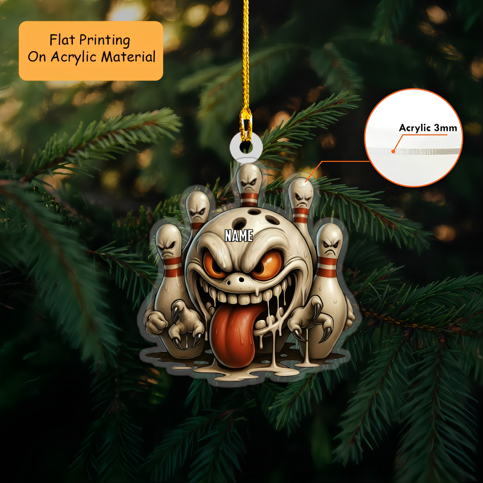 Personalized Bowling Mad Bowl 3D Acrylic Ornament, Custom Holiday Tree Decor, Perfect Gift for Bowler