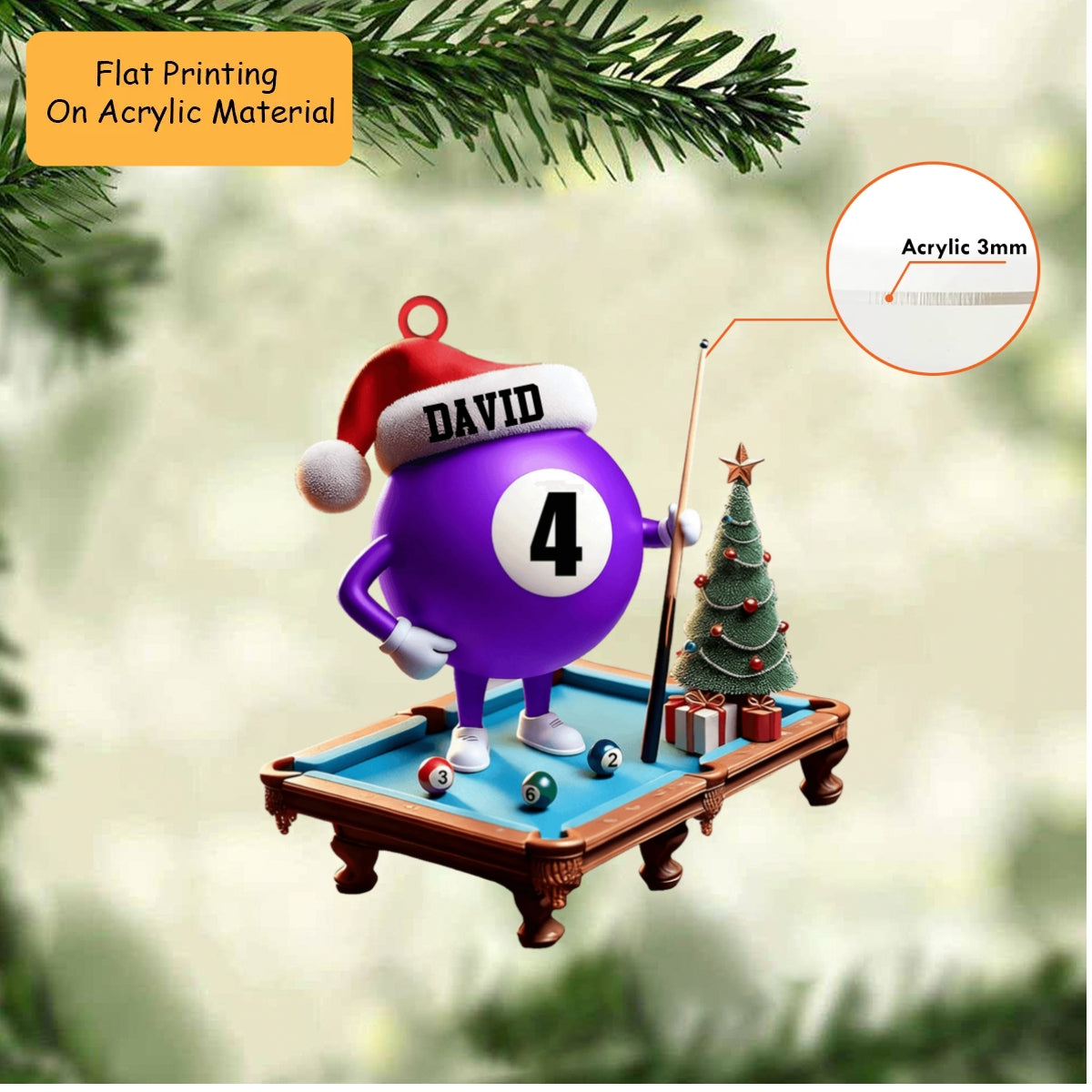Personalized Christmas Billiard Ornament, Billiard Ball Christmas, Custom Ornament Christmas Gift, Keychain Billiard Christmas, Car Ornament Billiard Christmas