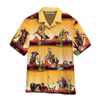 Horse Racing Hawaiian Shirt - Kentucky Derby Cowboy Cat Hawaiian Shirt - Perfect Gift For Men, Horse Lovers, Horse Racing Lover