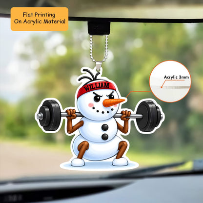 Personalized Christmas Gym Fitness Ornament, Gymmer Snowman, Custom Ornament Christmas Gift, Keychain Gym Fitness Christmas, Car Ornament Gym Fitness Christmas