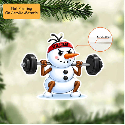 Personalized Christmas Gym Fitness Ornament, Gymmer Snowman, Custom Ornament Christmas Gift, Keychain Gym Fitness Christmas, Car Ornament Gym Fitness Christmas