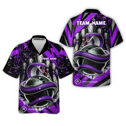Custom Bowling Team Shirt, Bowling with King Cobra Multicolor, Bowling uniforms, King Cobra Bowling Shirt Personalized Name And Team Name