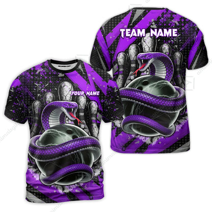 Custom Bowling Team Shirt, Bowling with King Cobra Multicolor, Bowling uniforms, King Cobra Bowling Shirt Personalized Name And Team Name