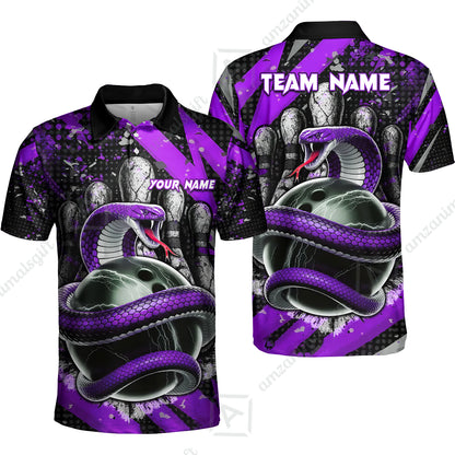 Custom Bowling Team Shirt, Bowling with King Cobra Multicolor, Bowling uniforms, King Cobra Bowling Shirt Personalized Name And Team Name