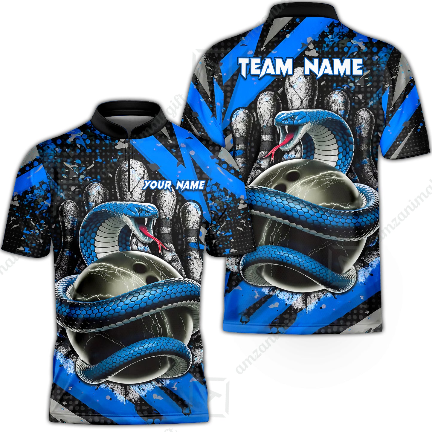 Custom Bowling Team Shirt, Bowling with King Cobra Multicolor, Bowling uniforms, King Cobra Bowling Shirt Personalized Name And Team Name